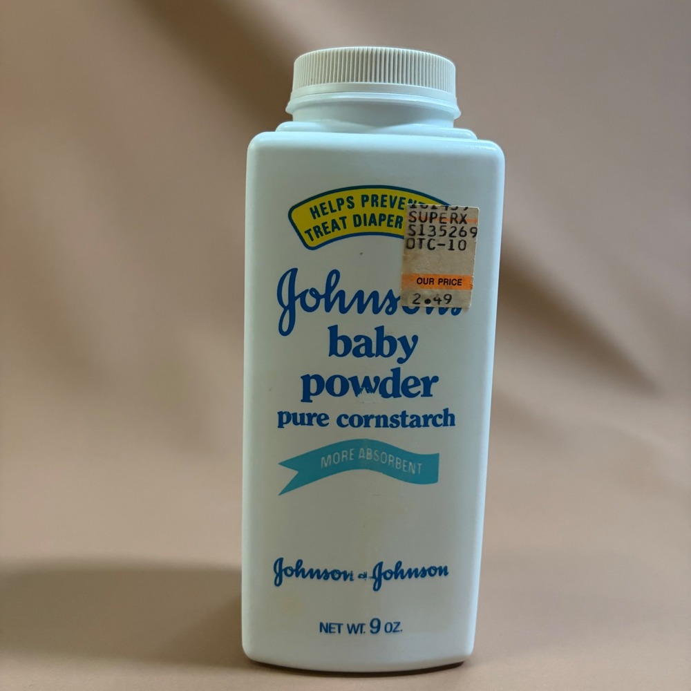 Vintage 1991 Johnson's Baby Powder Pure Cornstarch 9oz Bottle Partial 7.3oz